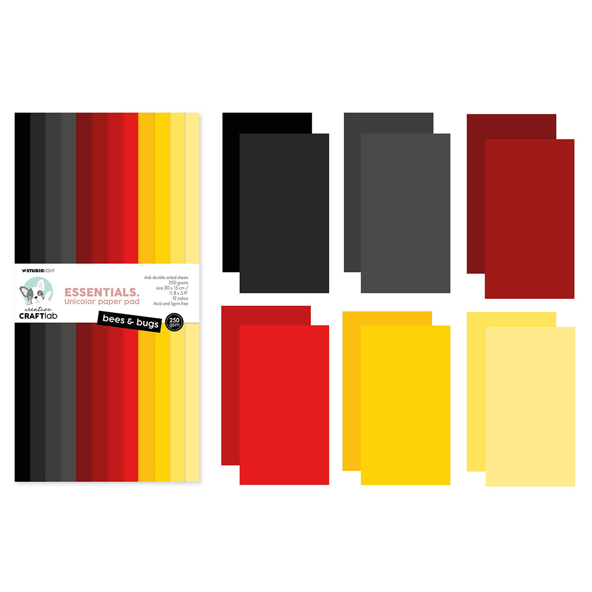 Creative Craftlab Essentials Unicolor Paper Pad - Bees & Bugs