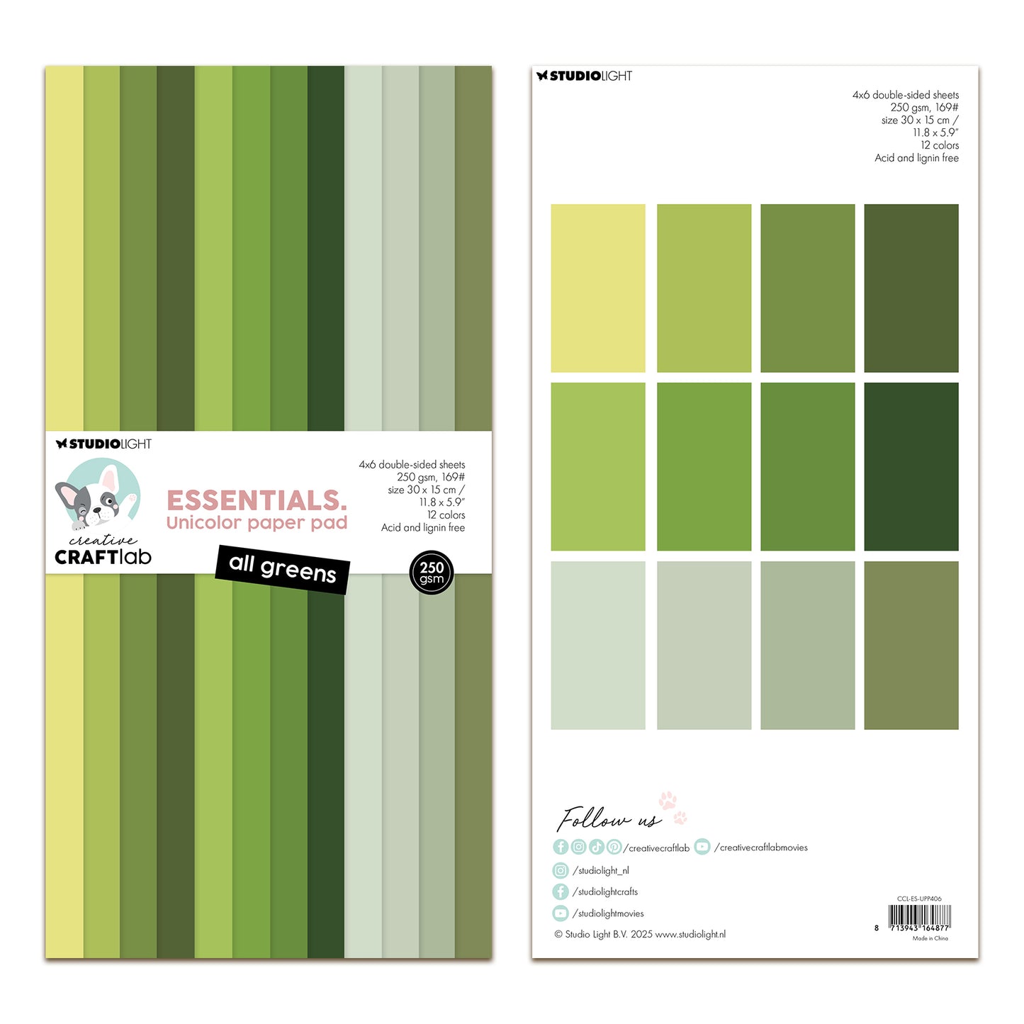 Creative Craftlab Essentials Unicolor Paper Pad All Greens