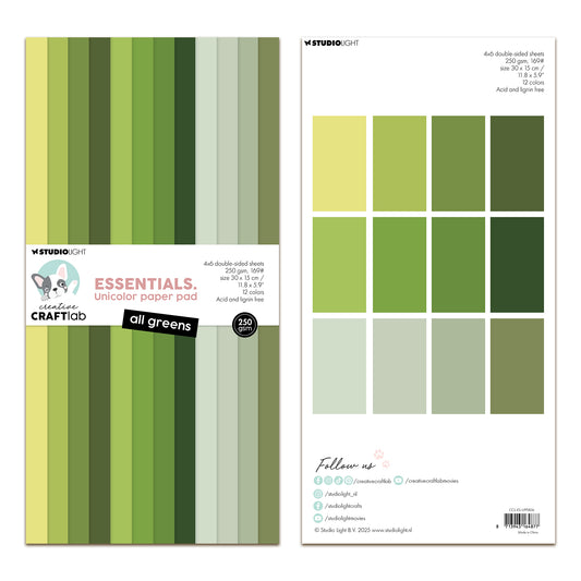 Creative Craftlab Essentials Unicolor Paper Pad All Greens