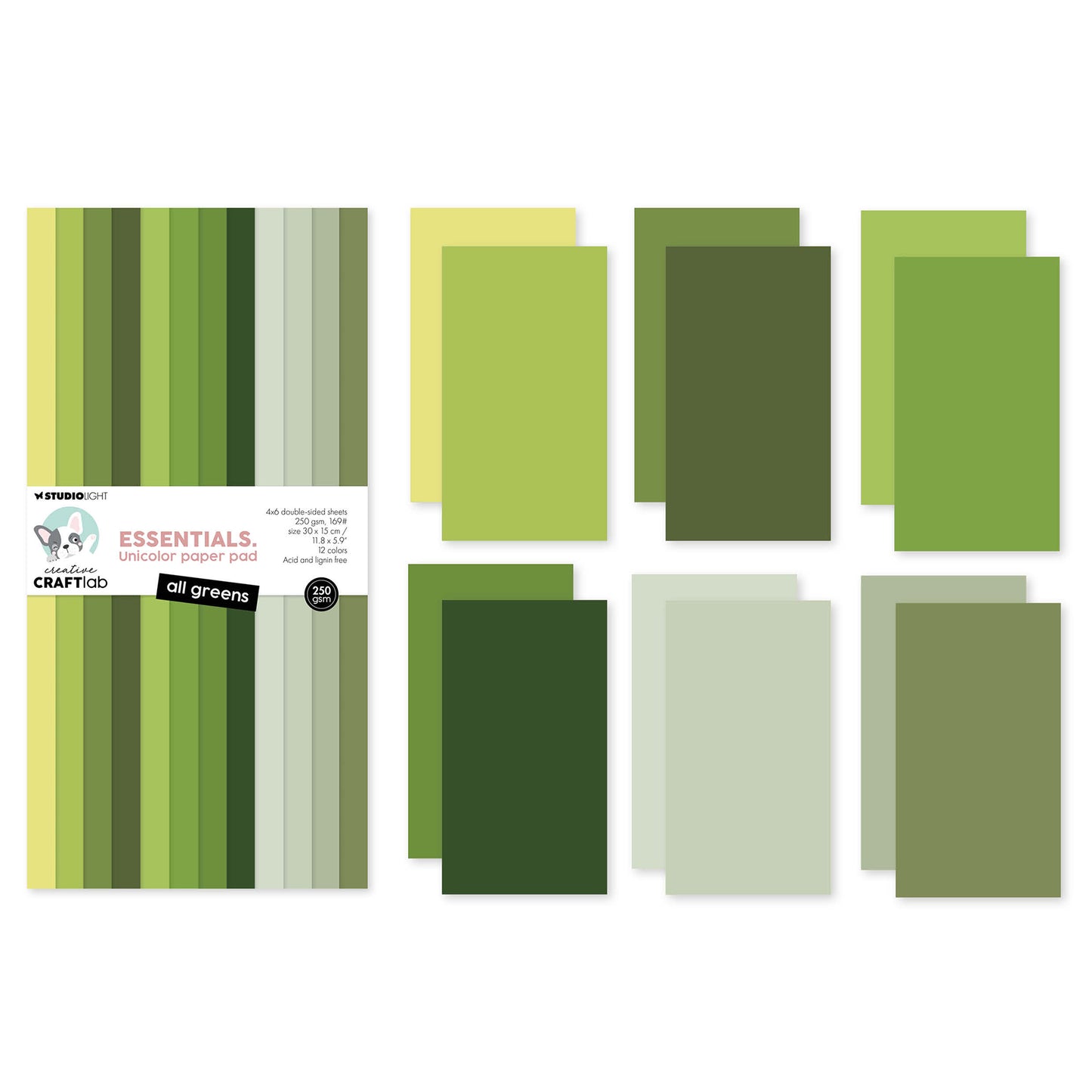 Creative Craftlab Essentials Unicolor Paper Pad All Greens