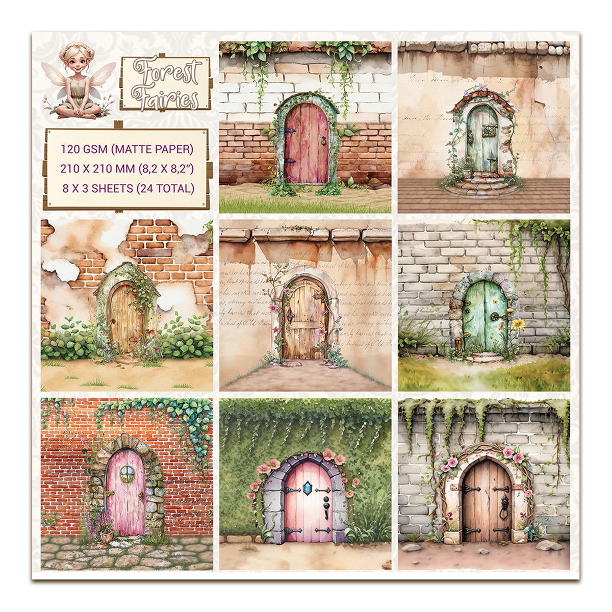 Creatief Art Forest Fairies 8x8 Inch Paper Pack Doors – AALL & Create