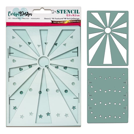 CarlijnDesign Stencil A6 Sunburst (2pcs)