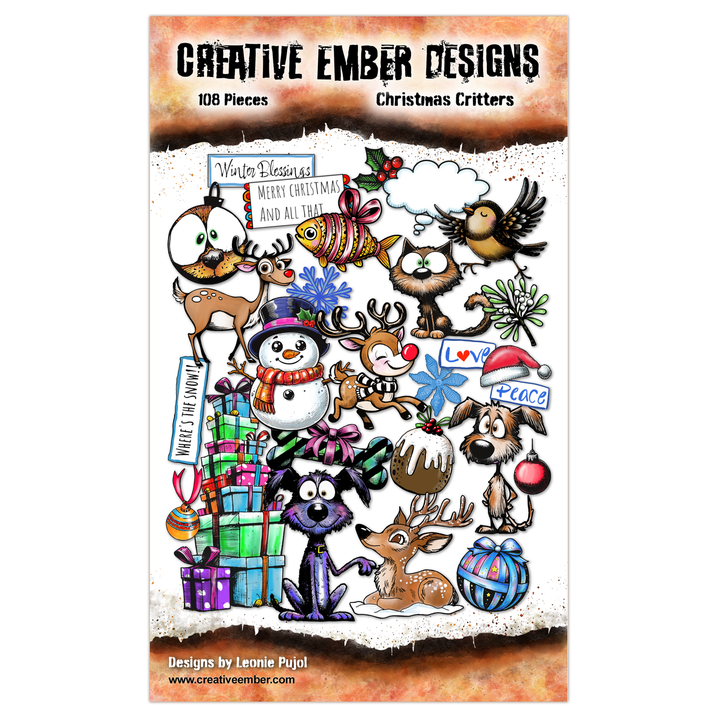 Creative Ember Designs Christmas Critters -  Ephemera Die-Cuts