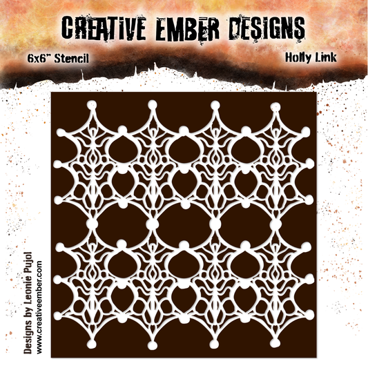 Creative Ember Designs Holly Link - 6x6 (inch) Stencil