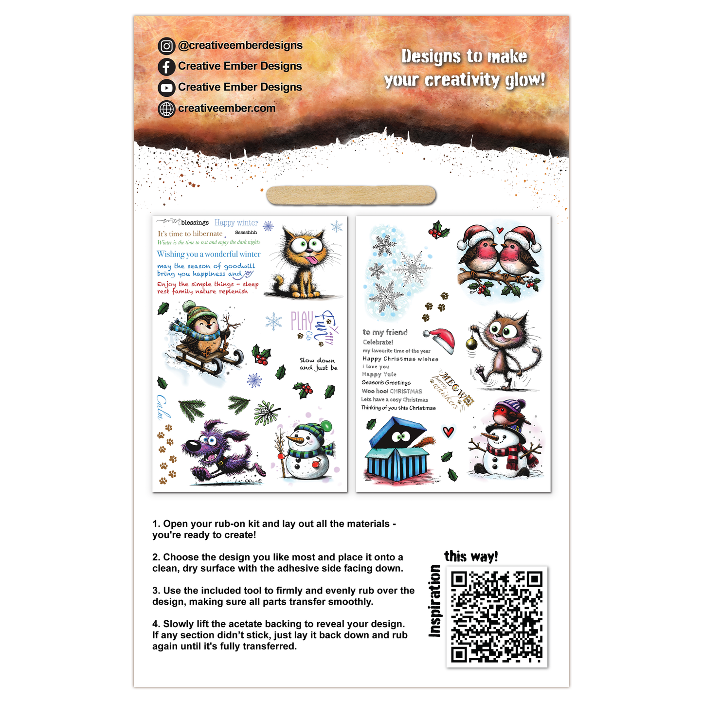 Creative Ember Designs Happy Winter - A5 Rub-Ons