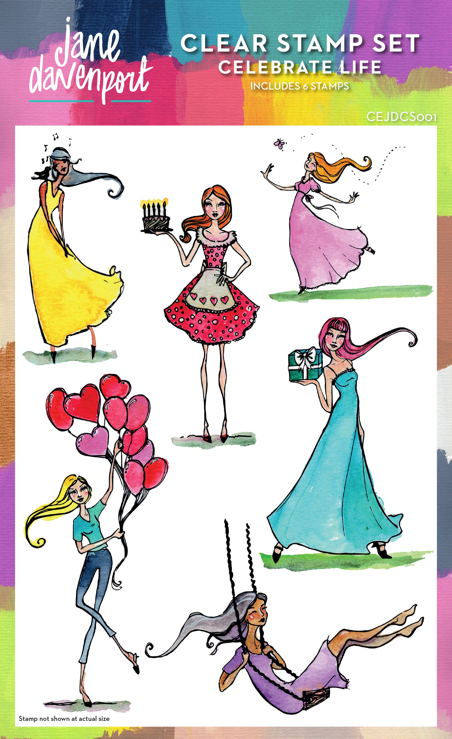 Creative Expressions Jane Davenport Celebrate Life 6 in x 8 in Clear Stamp Set