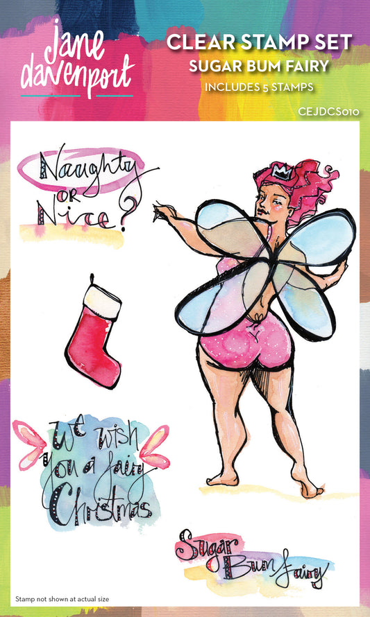 Creative Expressions Jane Davenport Sugar Bum Fairy 4 in x 6 in Clear Stamp Set
