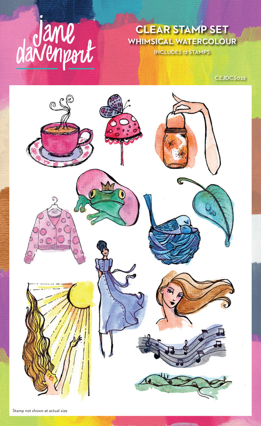Creative Expressions Jane Davenport Whimsical Watercolour 6 in x 8 in Clear Stamp Set