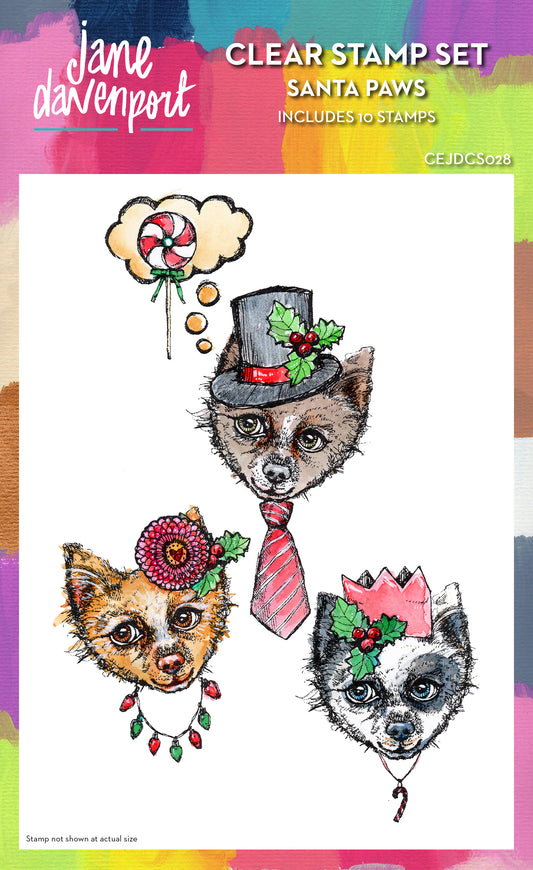 Creative Expressions Jane Davenport Santa Paws 6 in x 8 in Clear Stamp Set