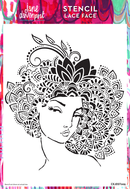 Creative Expressions Jane Davenport Lace Face 8 in x 12 in Stencil