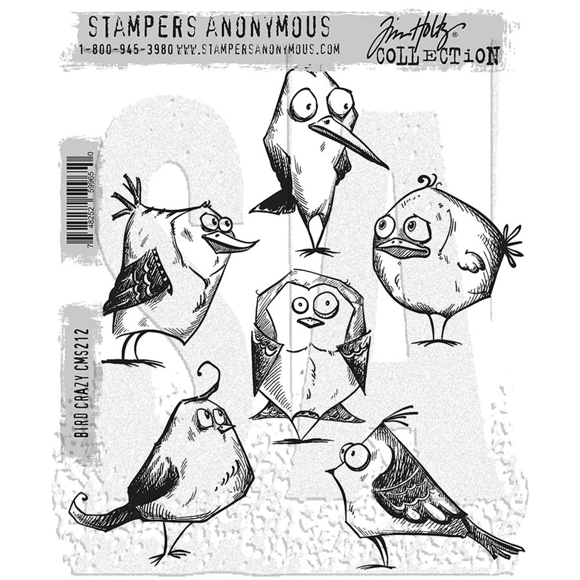 Stampers Anonymous Bird Crazy Tim Holtz Cling Stamps