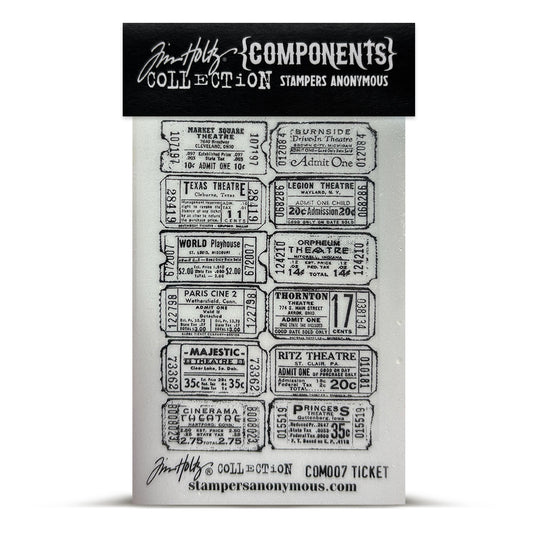 Stampers Anonymous Ticket Tim Holtz Components Cling Mount Collage Stamp