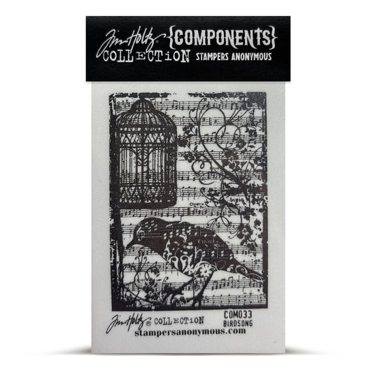 Stampers Anonymous Birdsong Tim Holtz Components Cling Mount Collage Stamp