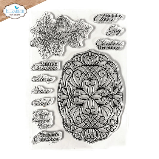 Elizabeth Craft Designs Festive Holly - Stamps Festive Holly Sentiments