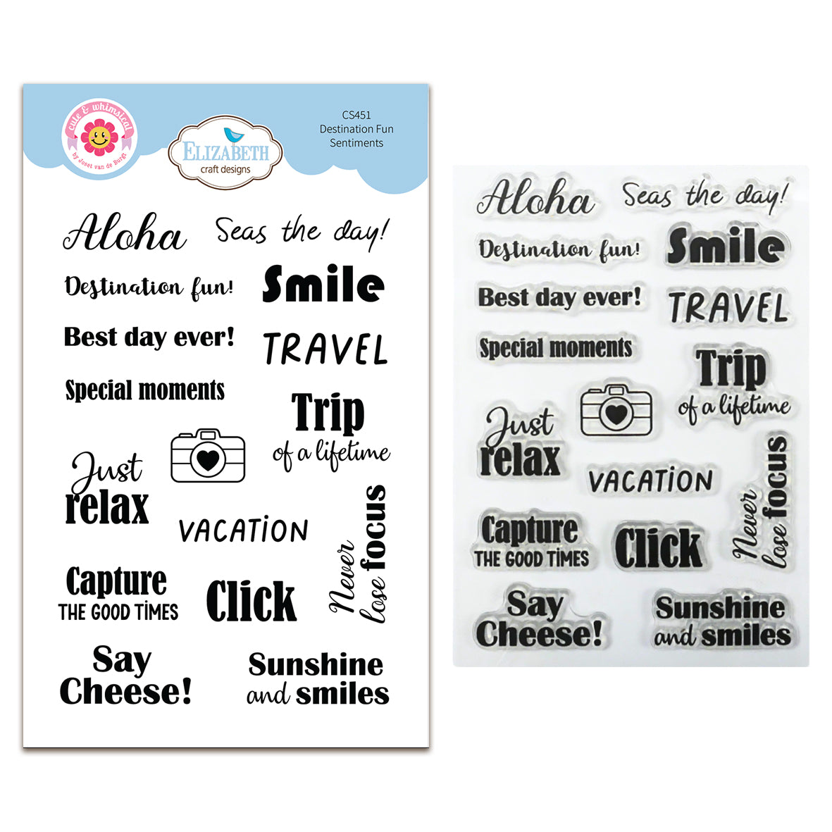 Elizabeth Craft Designs Destination Fun Stamp Sentiments by Cute & Whimsical