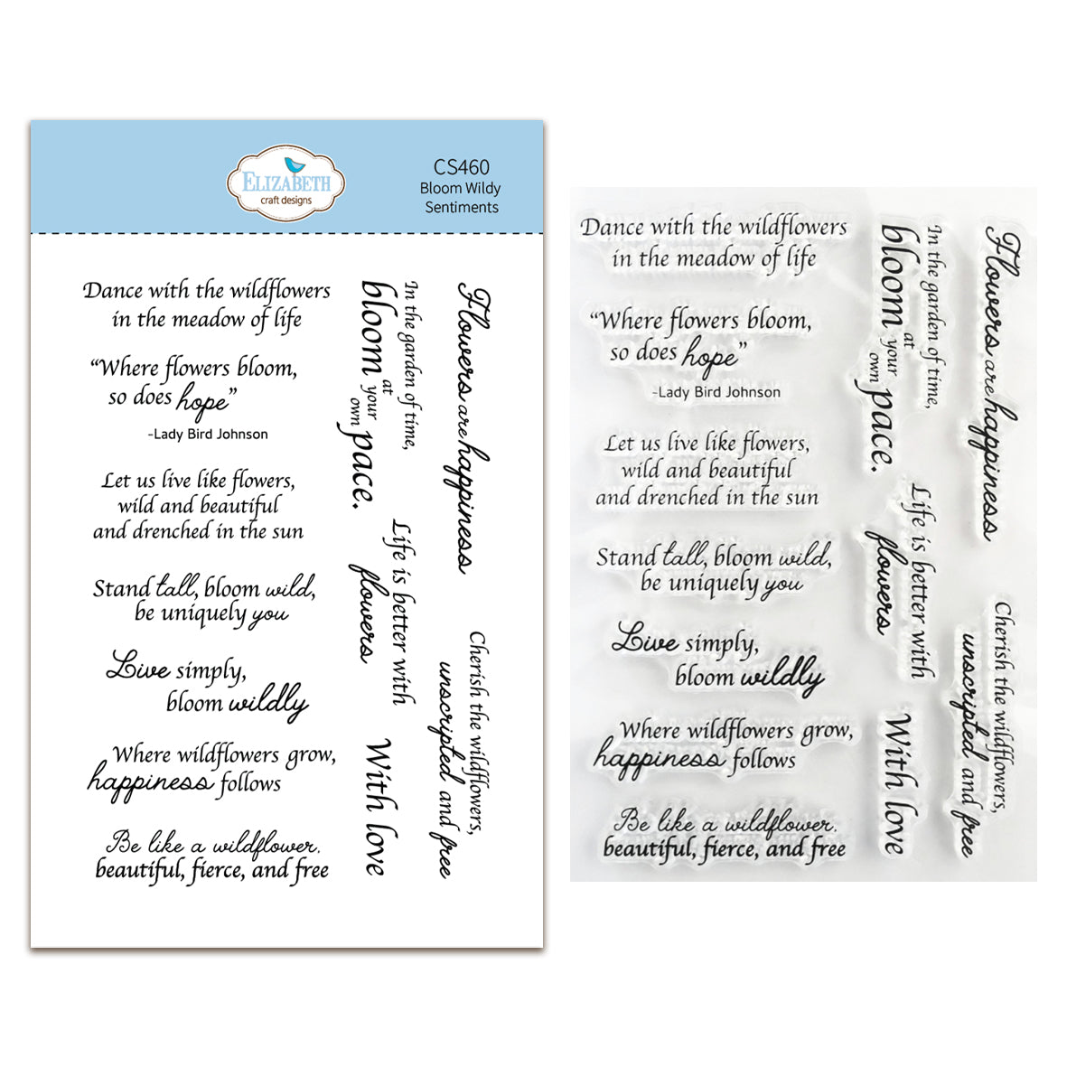 Elizabeth Craft Designs Bloom Wildly Stamps Bloom Wildy Sentiments by Paper Flowers