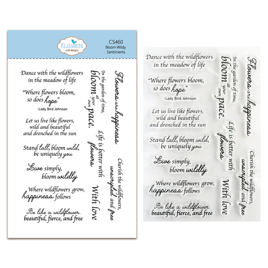 Elizabeth Craft Designs Bloom Wildly Stamps Bloom Wildy Sentiments by Paper Flowers