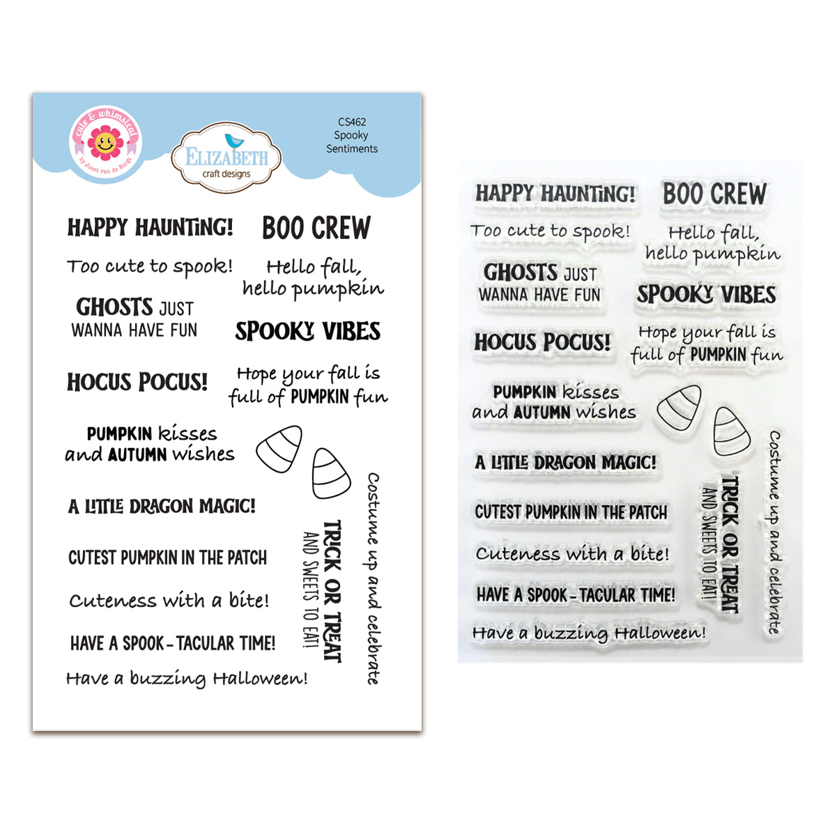 Elizabeth Craft Designs Snuggle Season Stamps Spooky Sentiments by Cute & Whimsical
