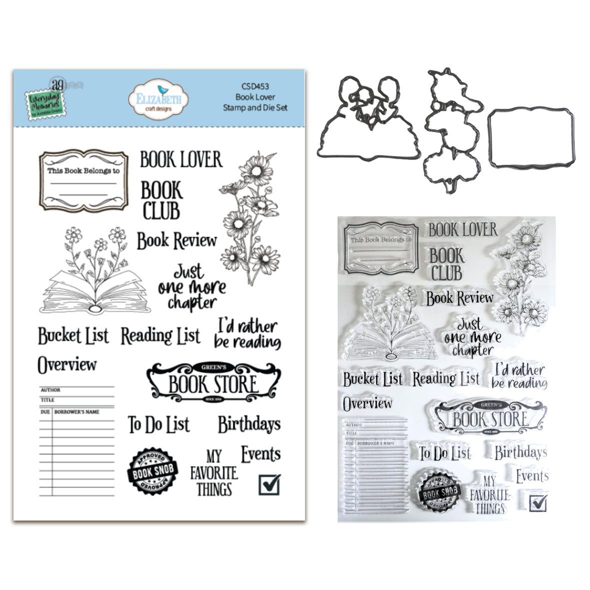 Elizabeth Craft Designs Rest & Relaxation Stamp and Die Set Book Lover by Everyday Memories
