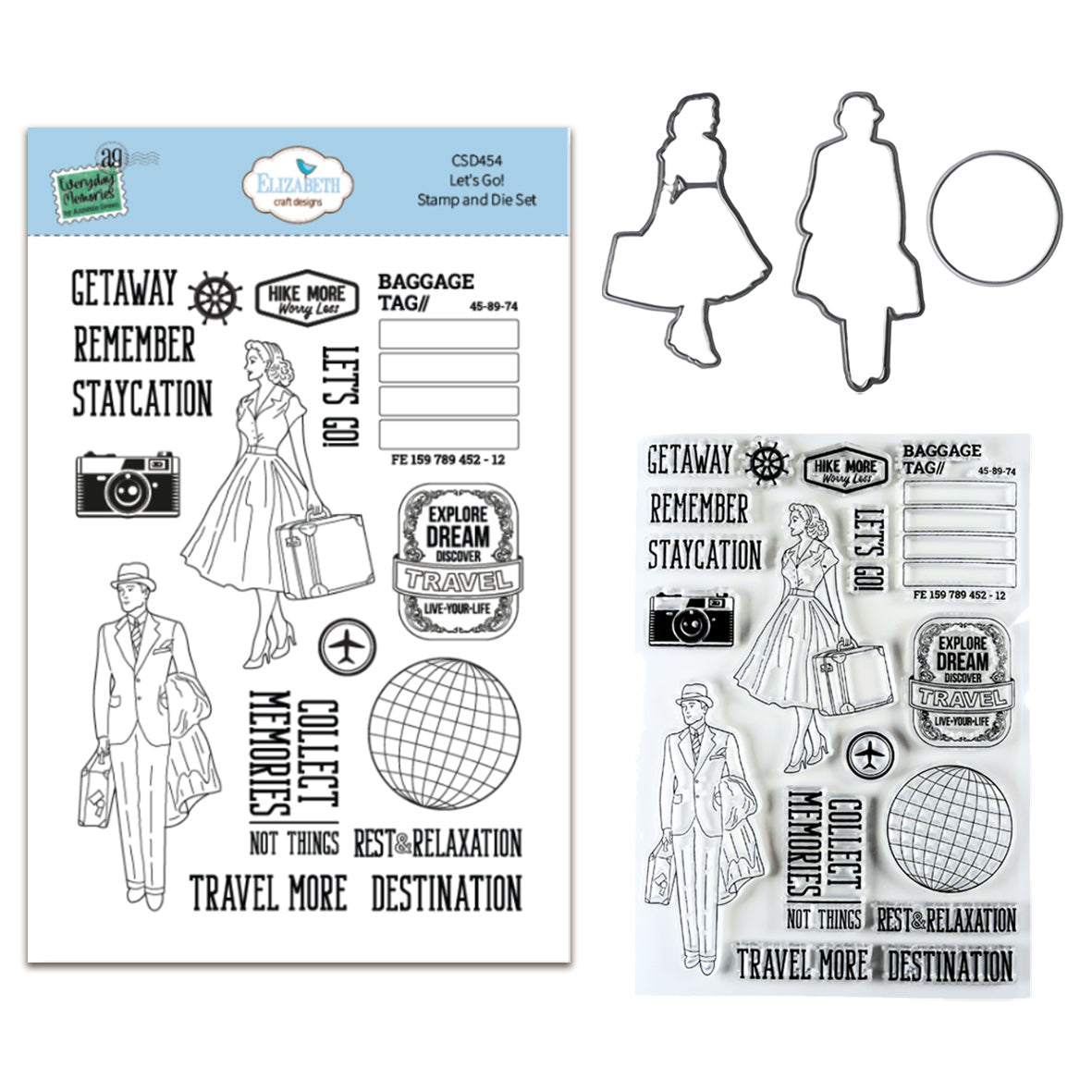 Elizabeth Craft Designs Rest & Relaxation Stamp and Die Set Let's Go! by Everyday Memories