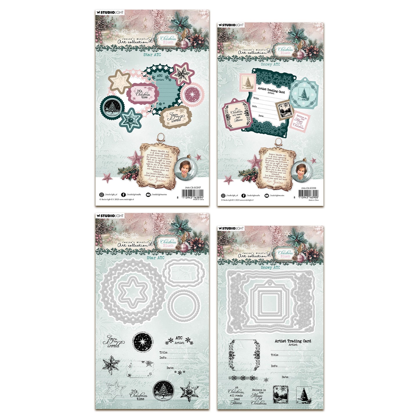 Studio Light Jenine's Mindful Art Christmas Blush Stamp & Die Bundle