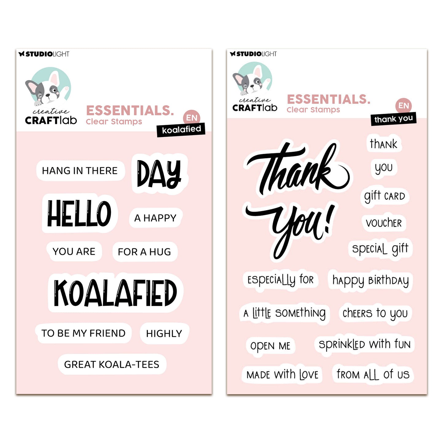 Creative Craftlab Essentials Clear Stamp Bundle - Thank You & Koalified