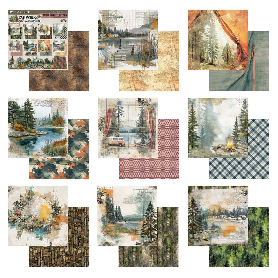 49 And Market Campfire Memories 12x12 Inch Collection Pack by Dennis Bruton