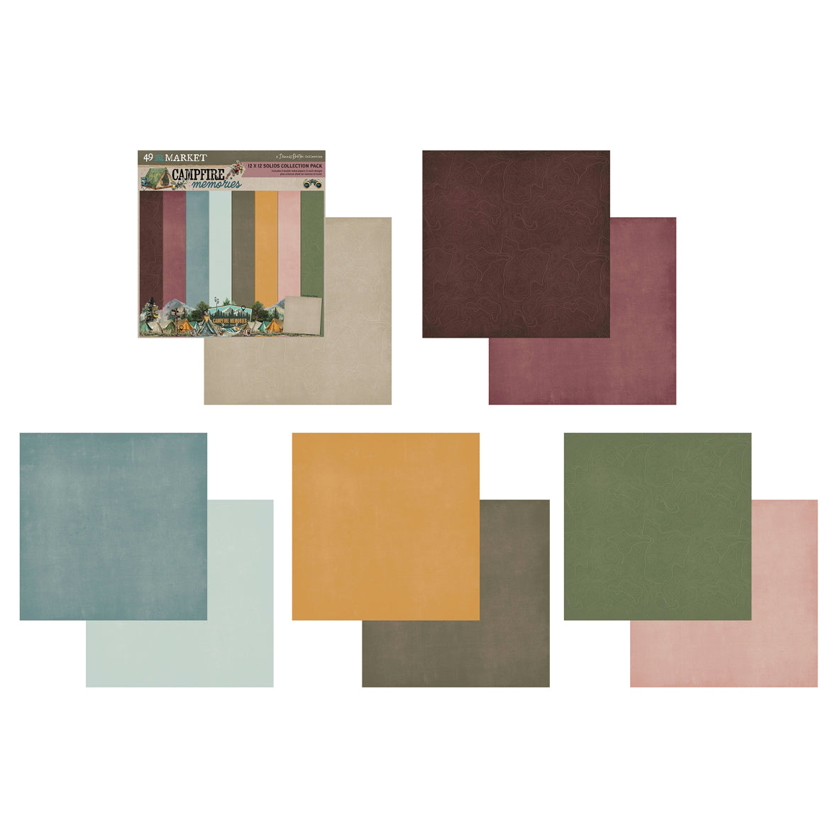 49 And Market Campfire Memories 12x12 Inch Solids Collection Pack by Dennis Bruton