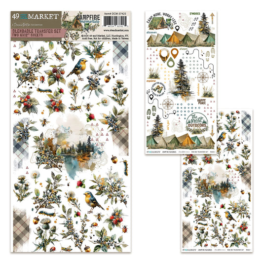 49 And Market Campfire Memories 6x12 Inch Blendable Rub-on Transfer Set by Dennis Bruton
