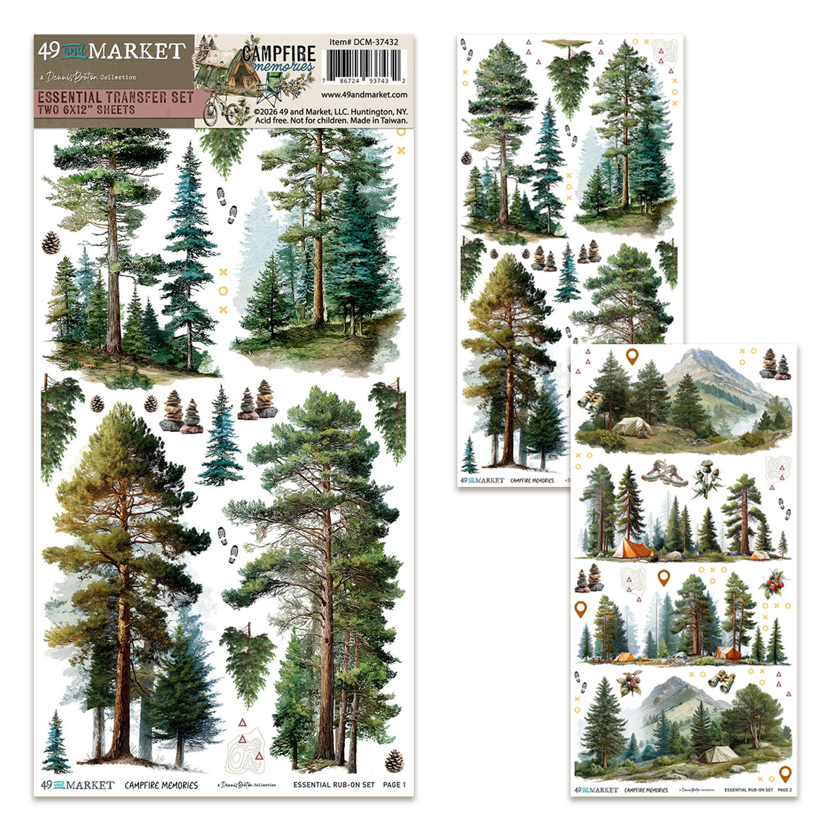 49 And Market Campfire Memories 6x12 Inch Essential Rub-on Transfer Set by Dennis Bruton