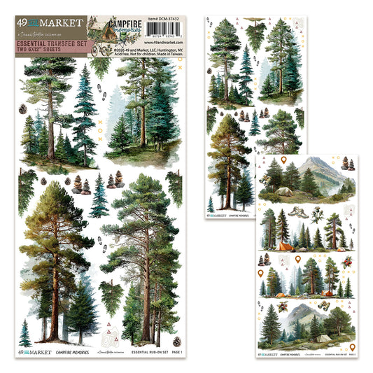 49 And Market Campfire Memories 6x12 Inch Essential Rub-on Transfer Set by Dennis Bruton