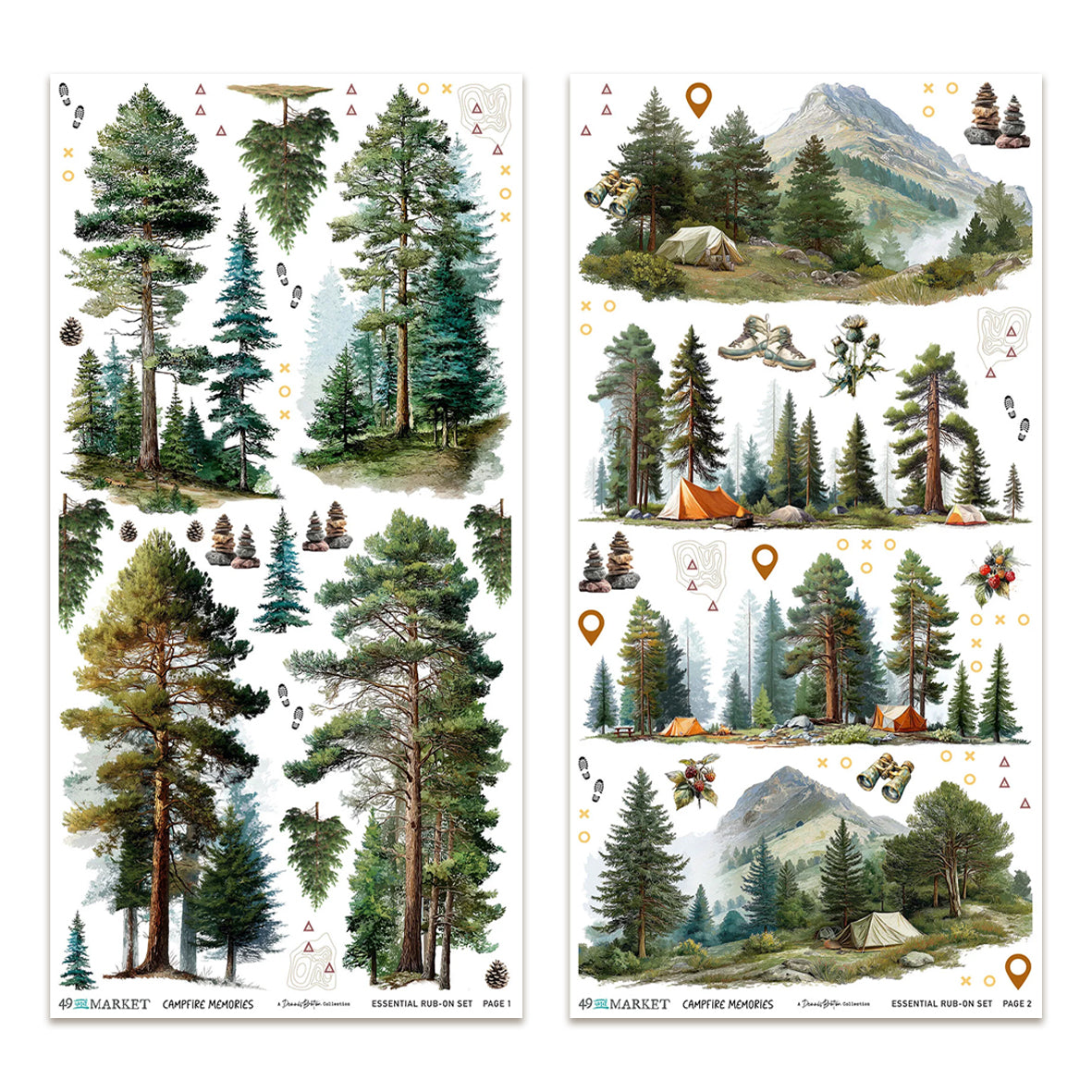 49 And Market Campfire Memories 6x12 Inch Essential Rub-on Transfer Set by Dennis Bruton