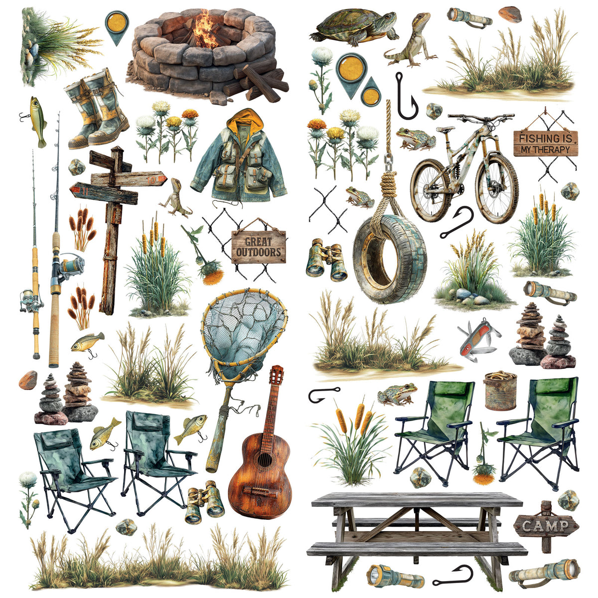49 And Market Campfire Memories Laser Cut Fishing Elements