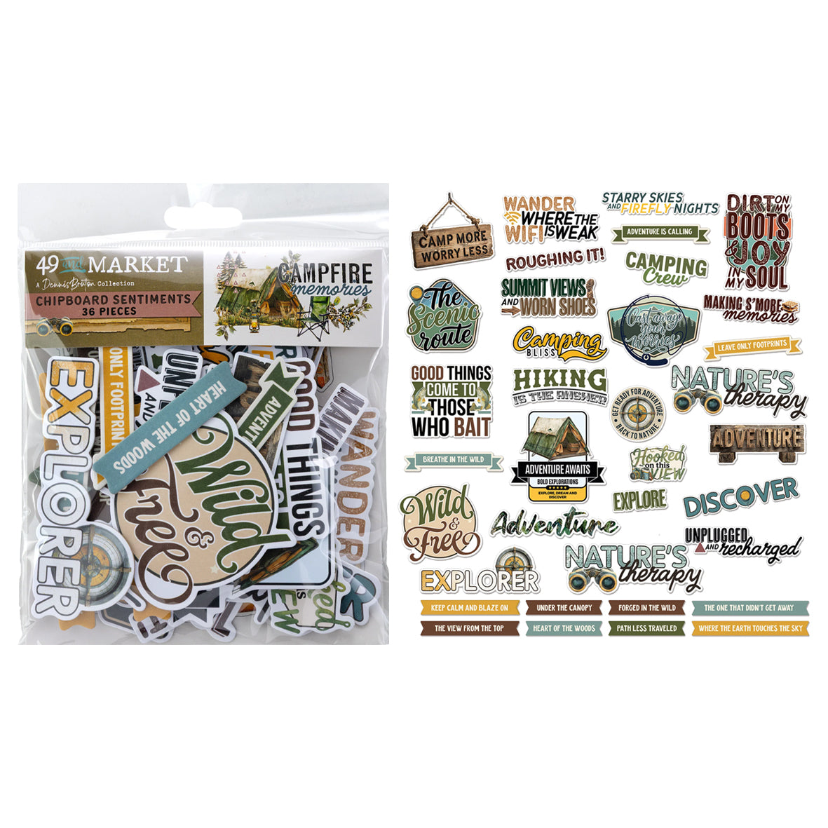 49 And Market Campfire Memories Chipboard Sentiments by Dennis Bruton