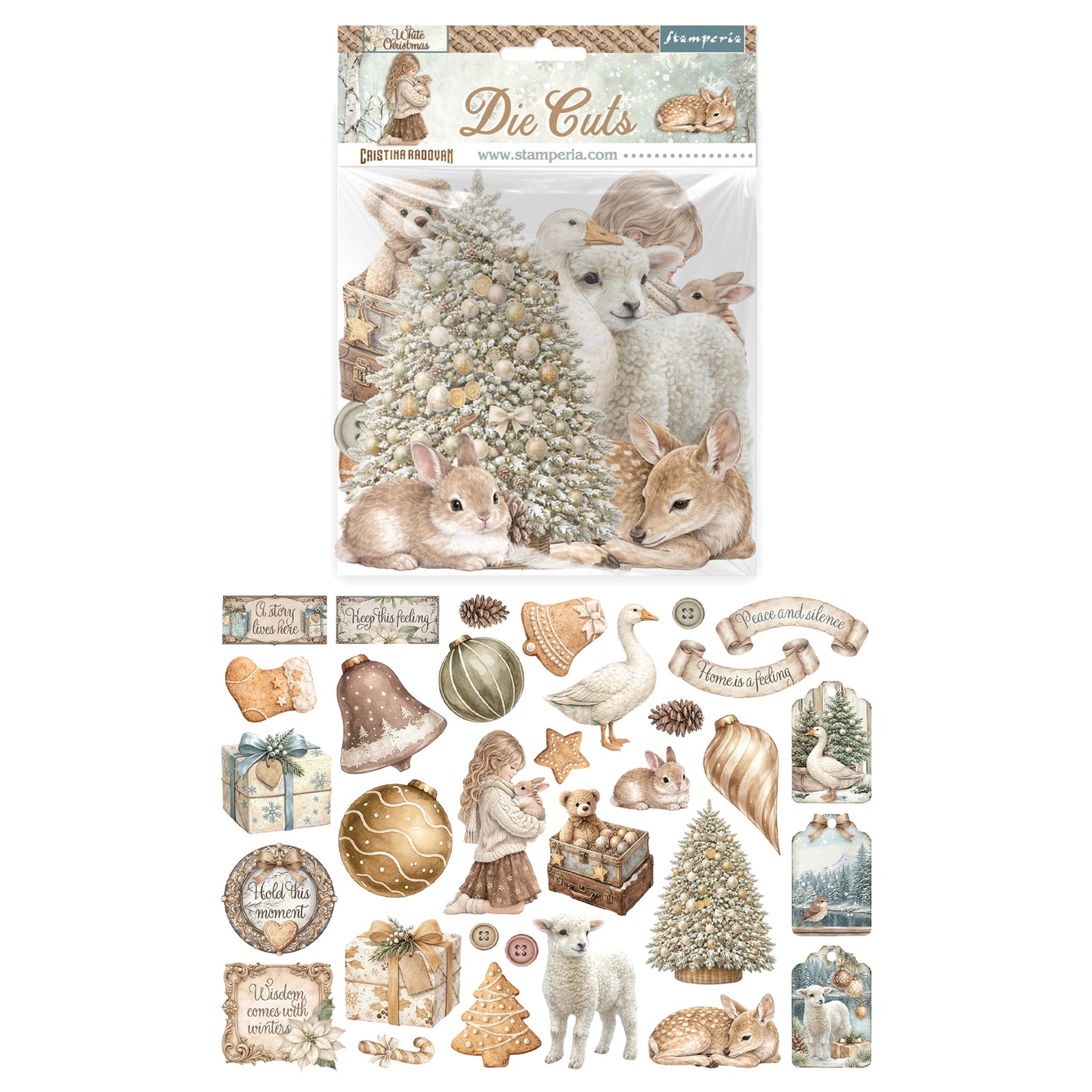 Stamperia White Christmas Die Cuts Assorted by Cristina Radovan