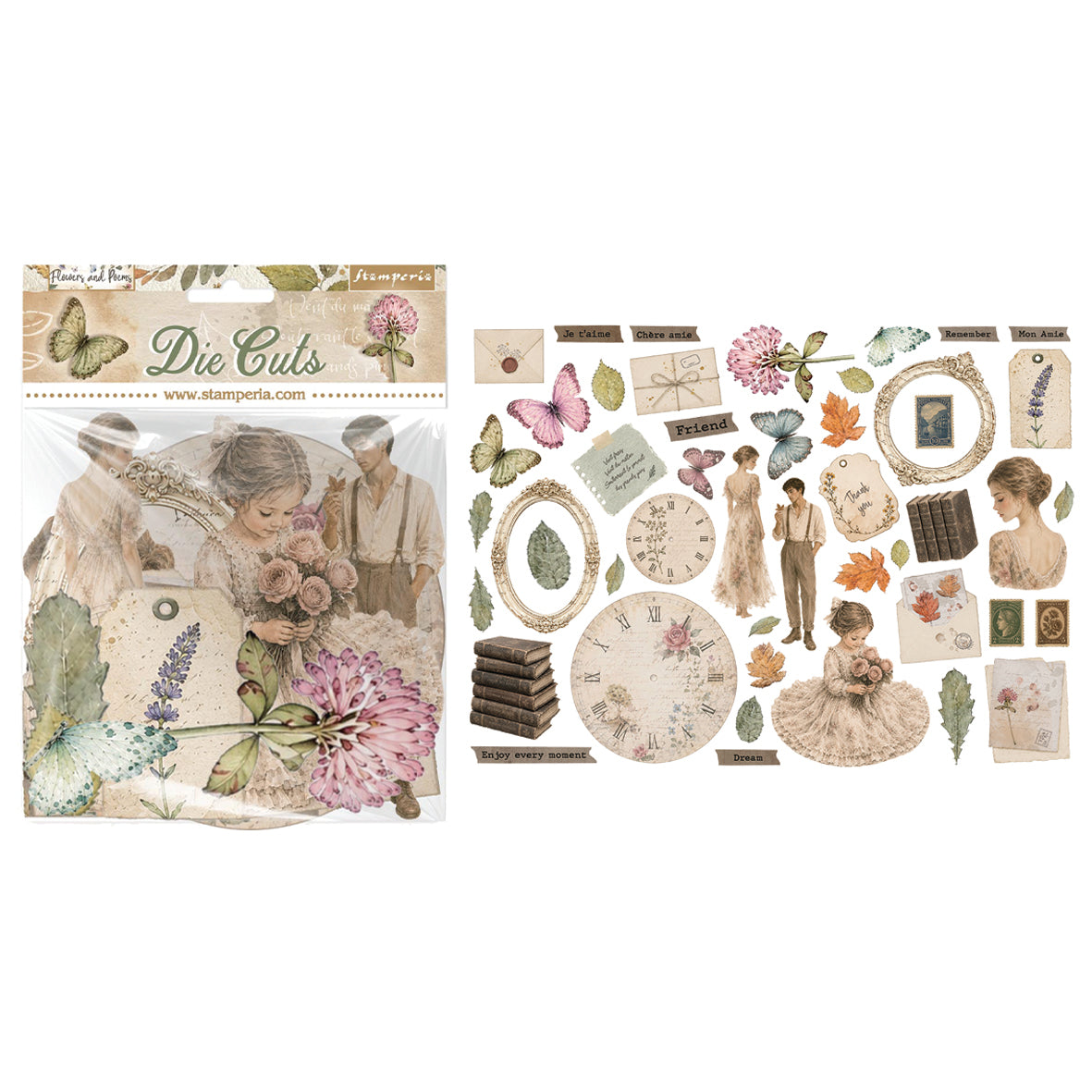 Stamperia Flowers and Poems Die Cuts Assorted