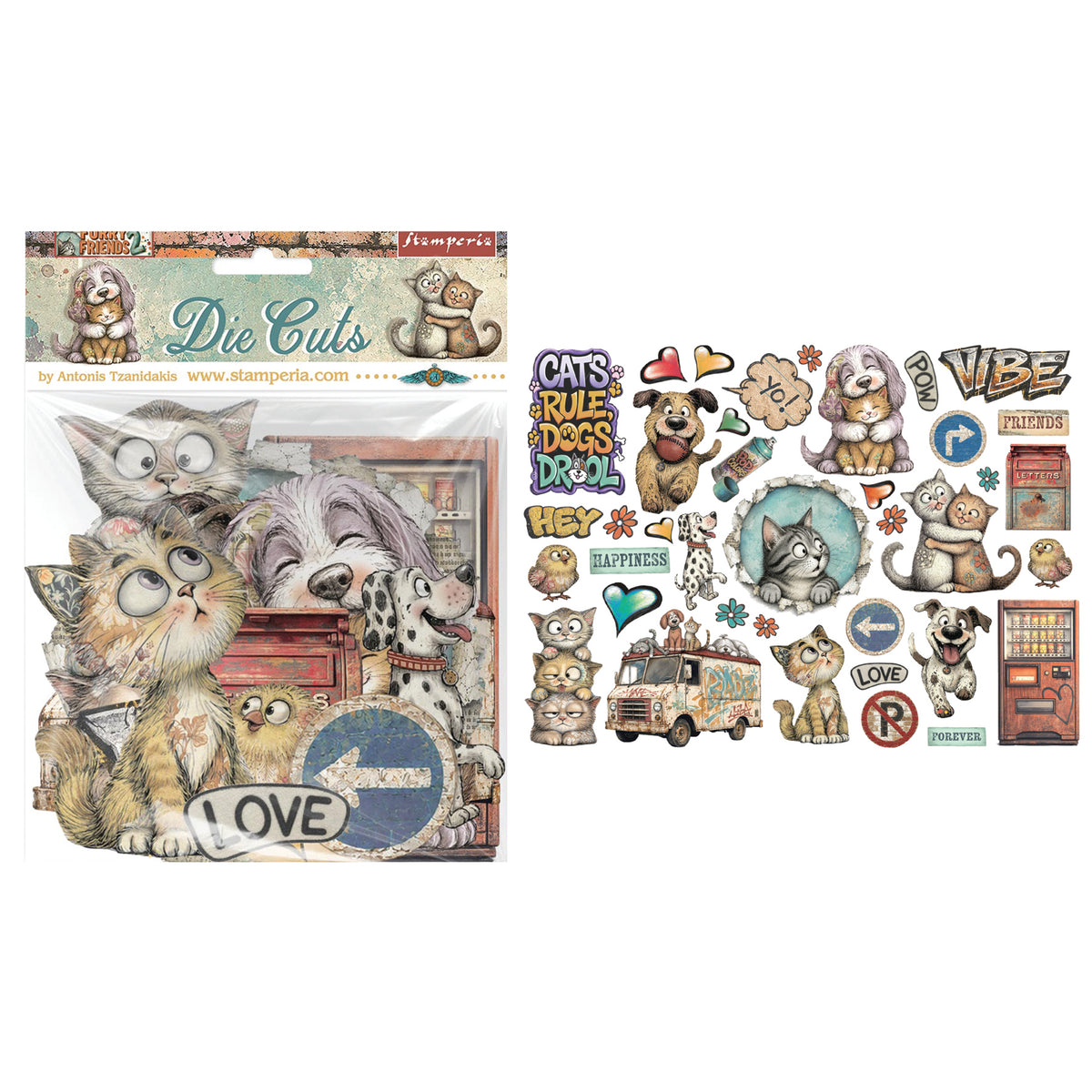 Stamperia Furry Friends 2 Die Cuts Assorted by Antonis Tzanidakis