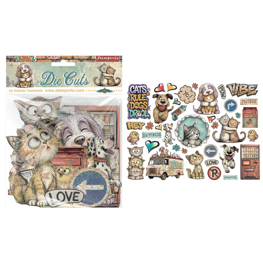 Stamperia Furry Friends 2 Die Cuts Assorted by Antonis Tzanidakis Preorder*