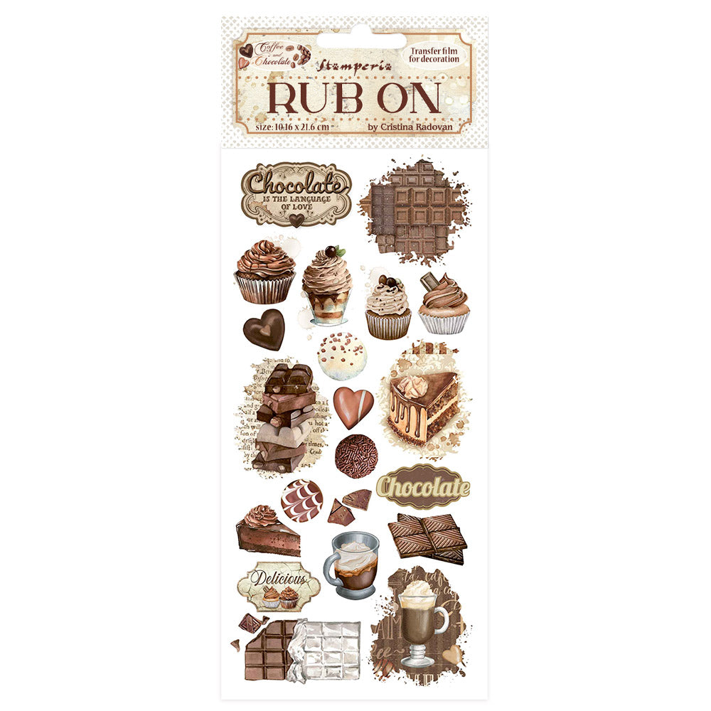 Stamperia Coffee and Chocolate Rub-On 4x8,5 Inch Vintage Sweet Moments