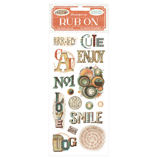 Stamperia Furry Friends Rub-On 4x8,5 Inch Writings