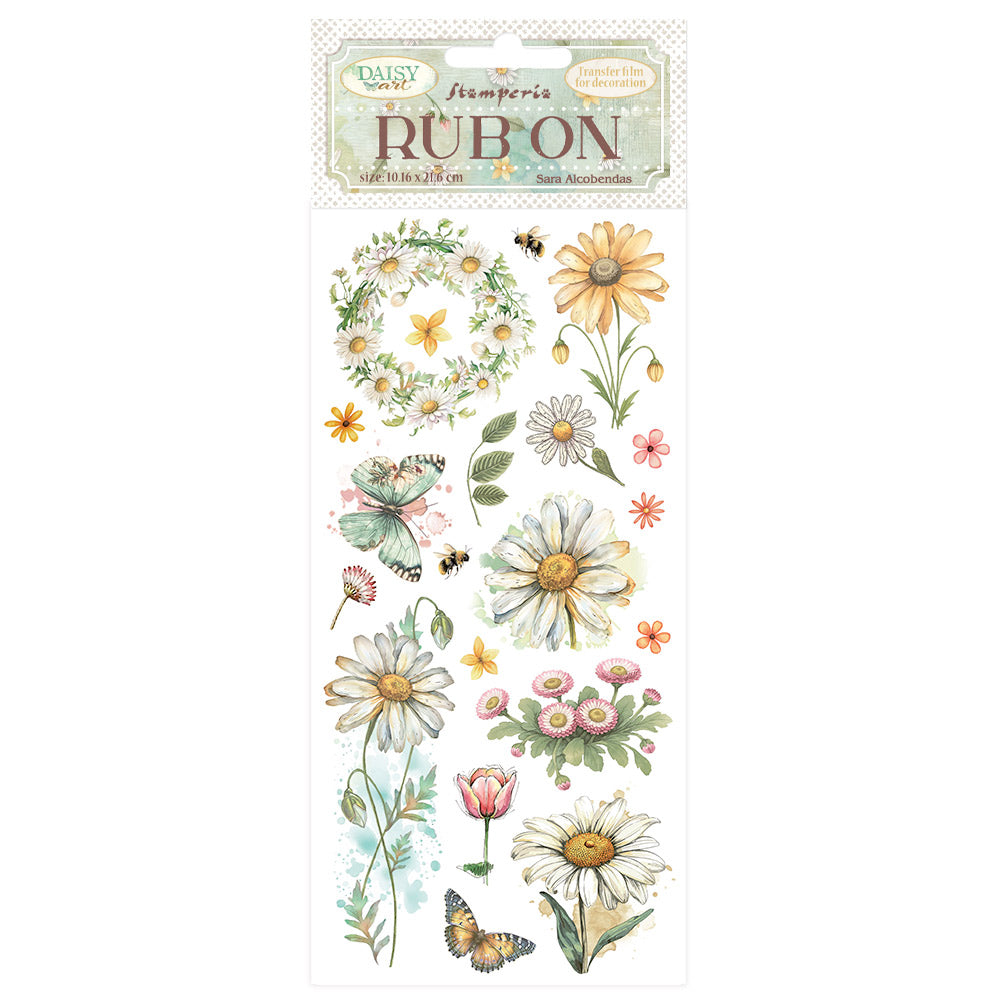 Stamperia Daisy Art Rub-On 10,16x21,6cm Daisy and Butterfly