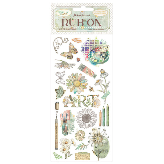 Stamperia Daisy Art Rub-On 10,16x21,6cm Life is Art Live it in Colour