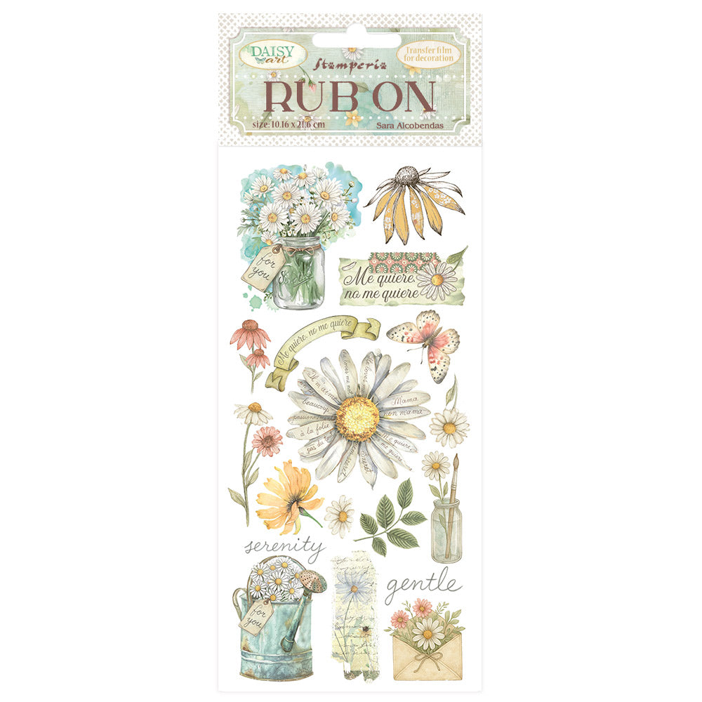 Stamperia Daisy Art Rub-On 10,16x21,6cm Me Quiere no me Quiere