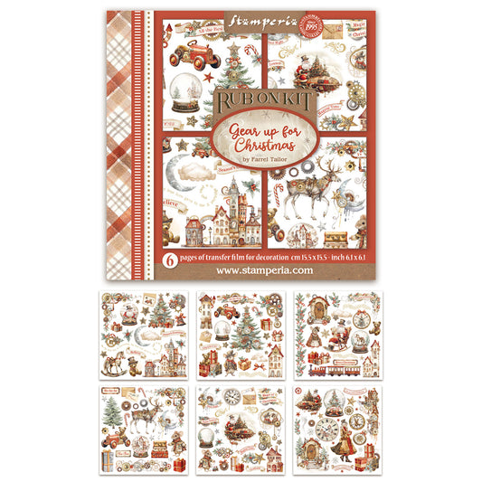 Stamperia Gear up for Christmas Rub-On 6,1x6,1 Inch Assortment (6pcs)