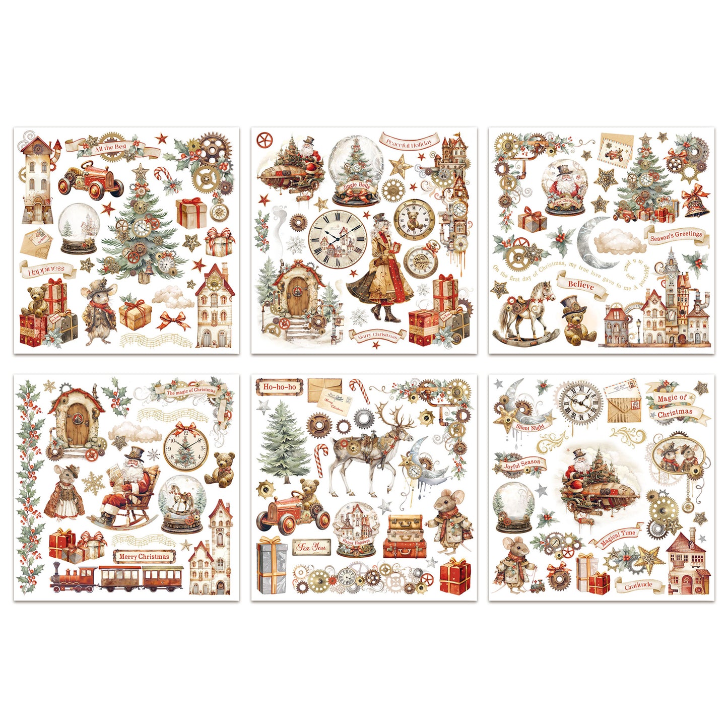 Stamperia Gear up for Christmas Rub-On 6,1x6,1 Inch Assortment (6pcs)