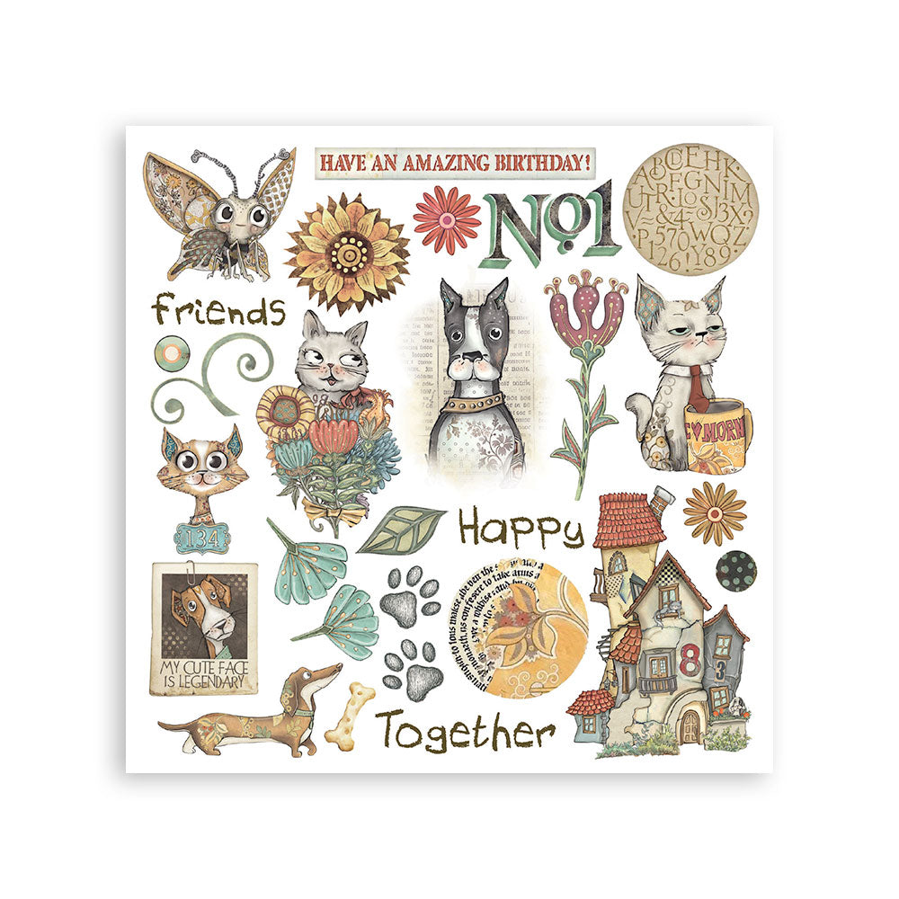 Stamperia Furry Friends Rub-On 6,1x6,1 Inch Assortment (6pcs)