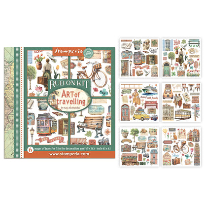 Stamperia Art of Travelling Rub-On 15,5x15,5cm Assortment (6pcs)