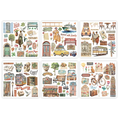 Stamperia Art of Travelling Rub-On 15,5x15,5cm Assortment (6pcs)