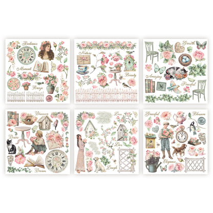 Stamperia House of Roses Rub-On 15,5x15,5cm Assortment (6pcs) (DFLRBX13)