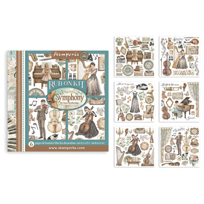 Stamperia Symphony Rub-On 15,5x15,5cm Assortment (6pcs) by Sara Alcobendas